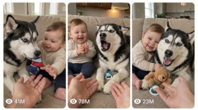 BABY + TALKING HUSKY