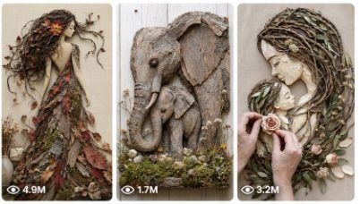 Viral Botanical Assemblage & Natural Material Relief Art